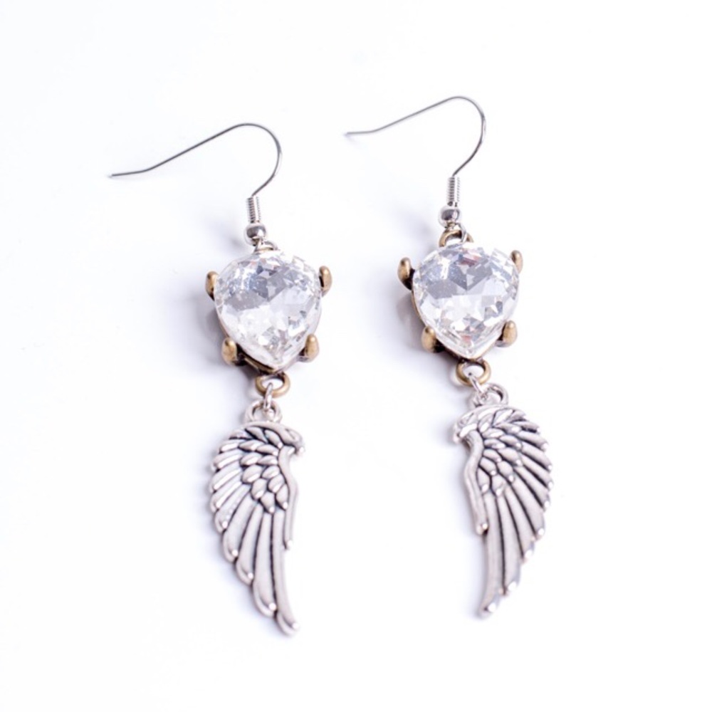 Angel wings silver earrings